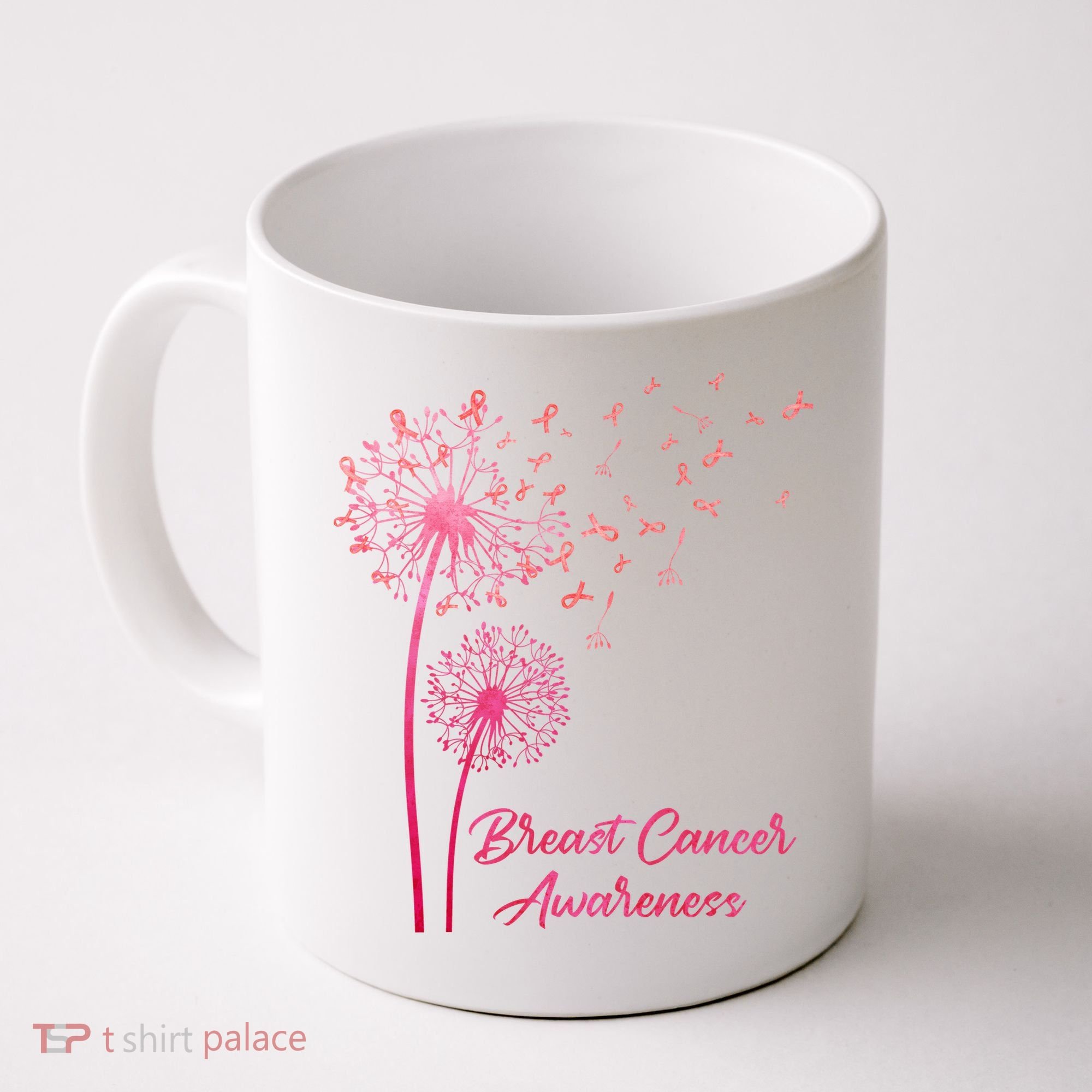 Breast Cancer Awareness Dandelion Pink Ribbon Coffee Mug