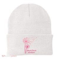 Breast Cancer Awareness Dandelion Pink Ribbon Beanie thumb 0