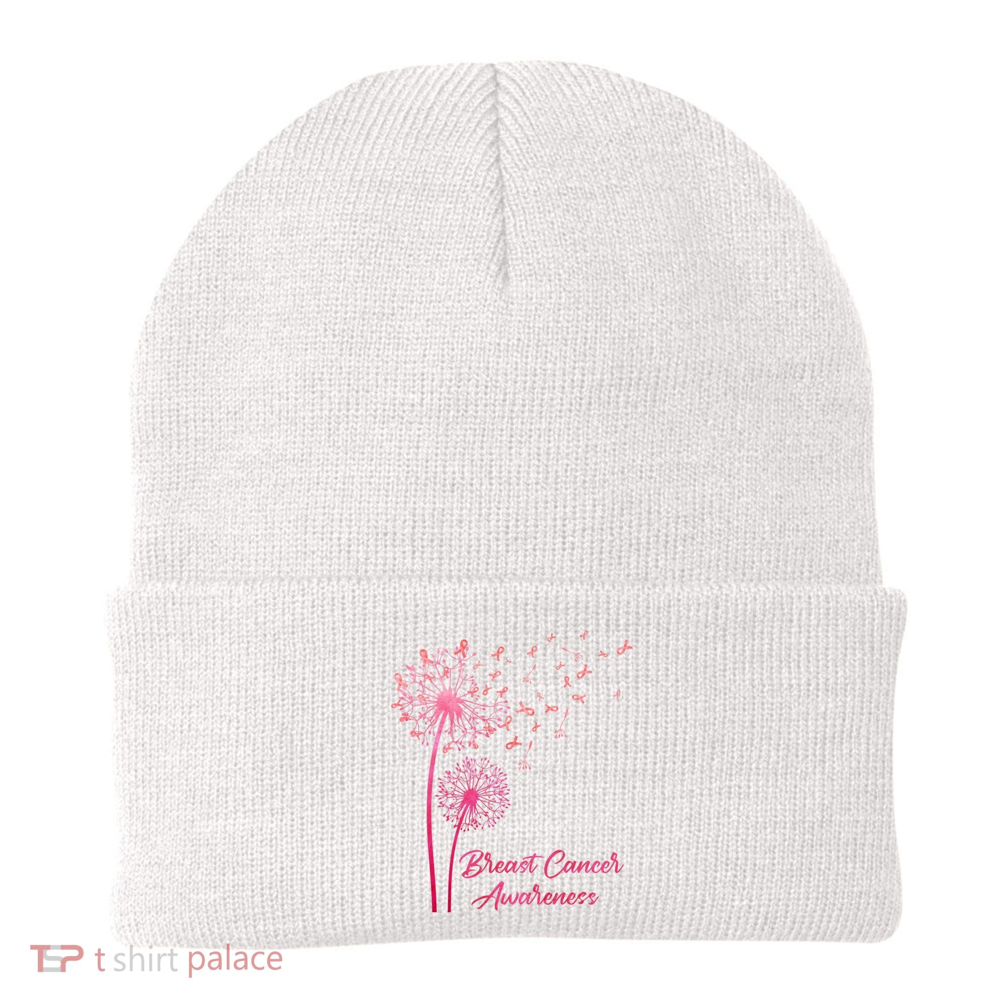 Breast Cancer Awareness Dandelion Pink Ribbon Beanie