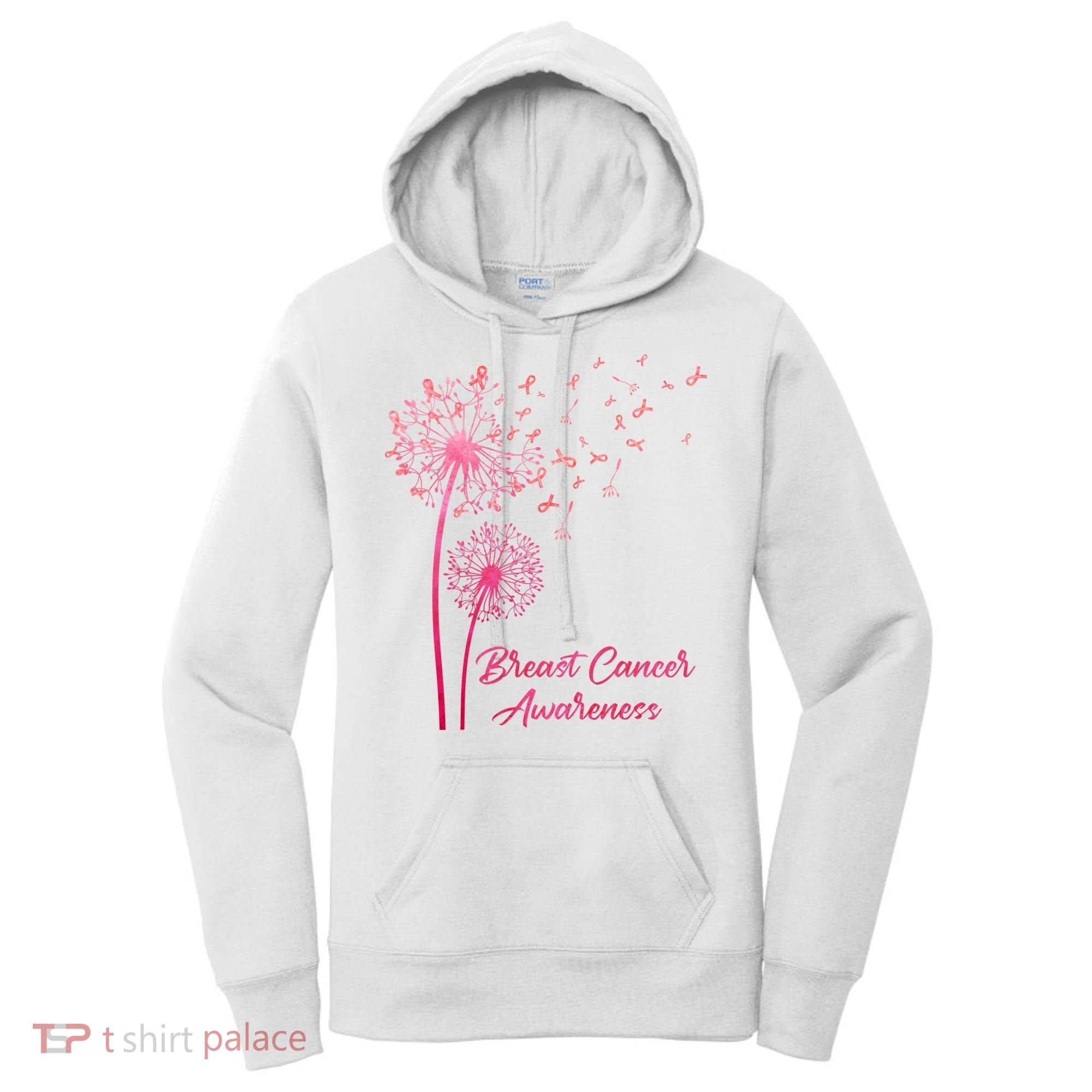 Breast Cancer Awareness Dandelion Pink Ribbon Women's Hoodie