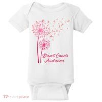 Breast Cancer Awareness Dandelion Pink Ribbon Baby Bodysuit thumb 0