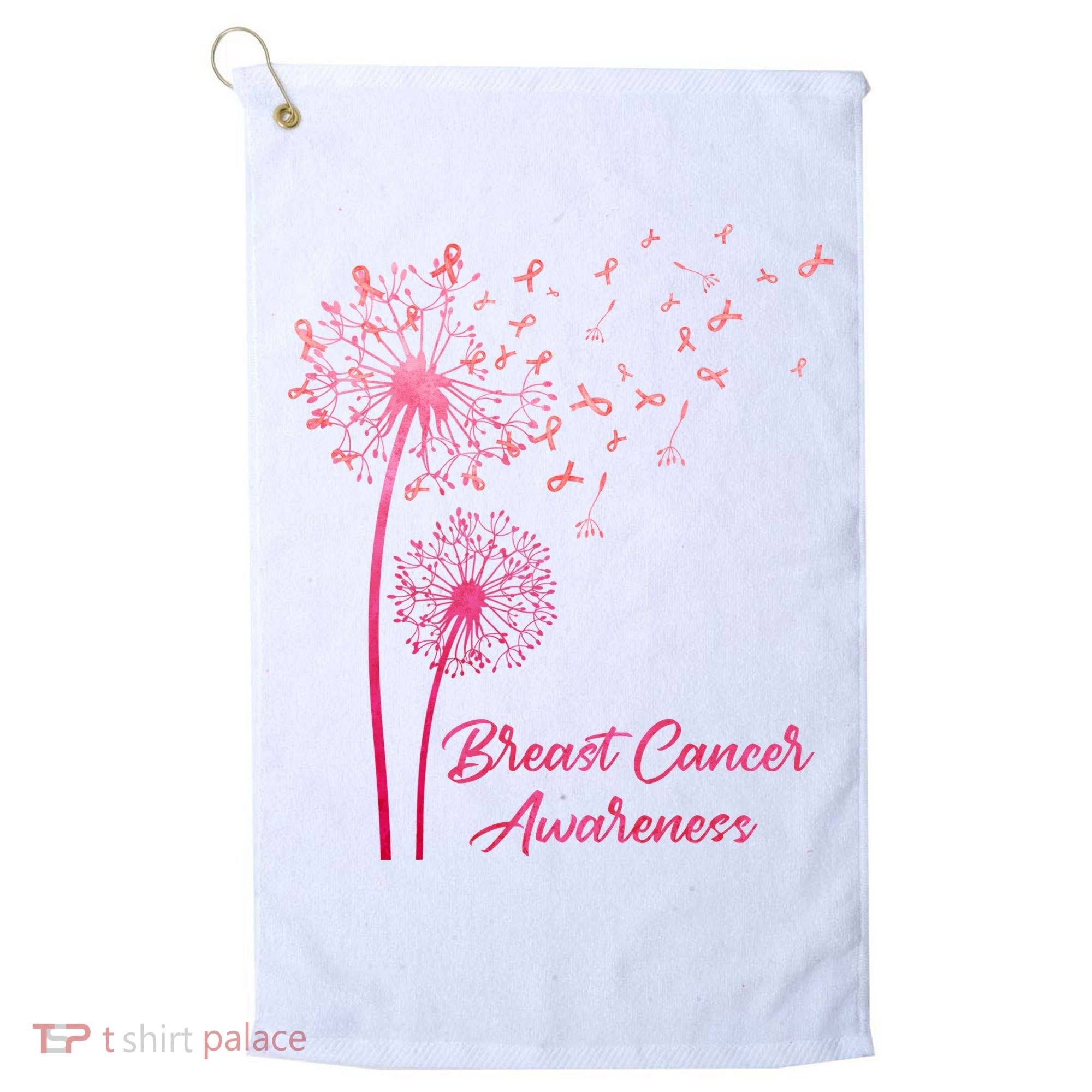 Breast Cancer Awareness Dandelion Pink Ribbon Golf Towel