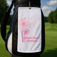 Breast Cancer Awareness Dandelion Pink Ribbon Golf Towel thumb 2