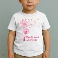 Breast Cancer Awareness Dandelion Pink Ribbon Toddler T-Shirt thumb 2