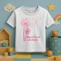 Breast Cancer Awareness Dandelion Pink Ribbon Toddler T-Shirt thumb 3