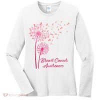 Breast Cancer Awareness Dandelion Pink Ribbon Women's Long Sleeve Shirt thumb 0