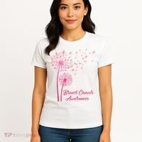 Breast Cancer Awareness Dandelion Pink Ribbon Women's T-Shirt thumb 4
