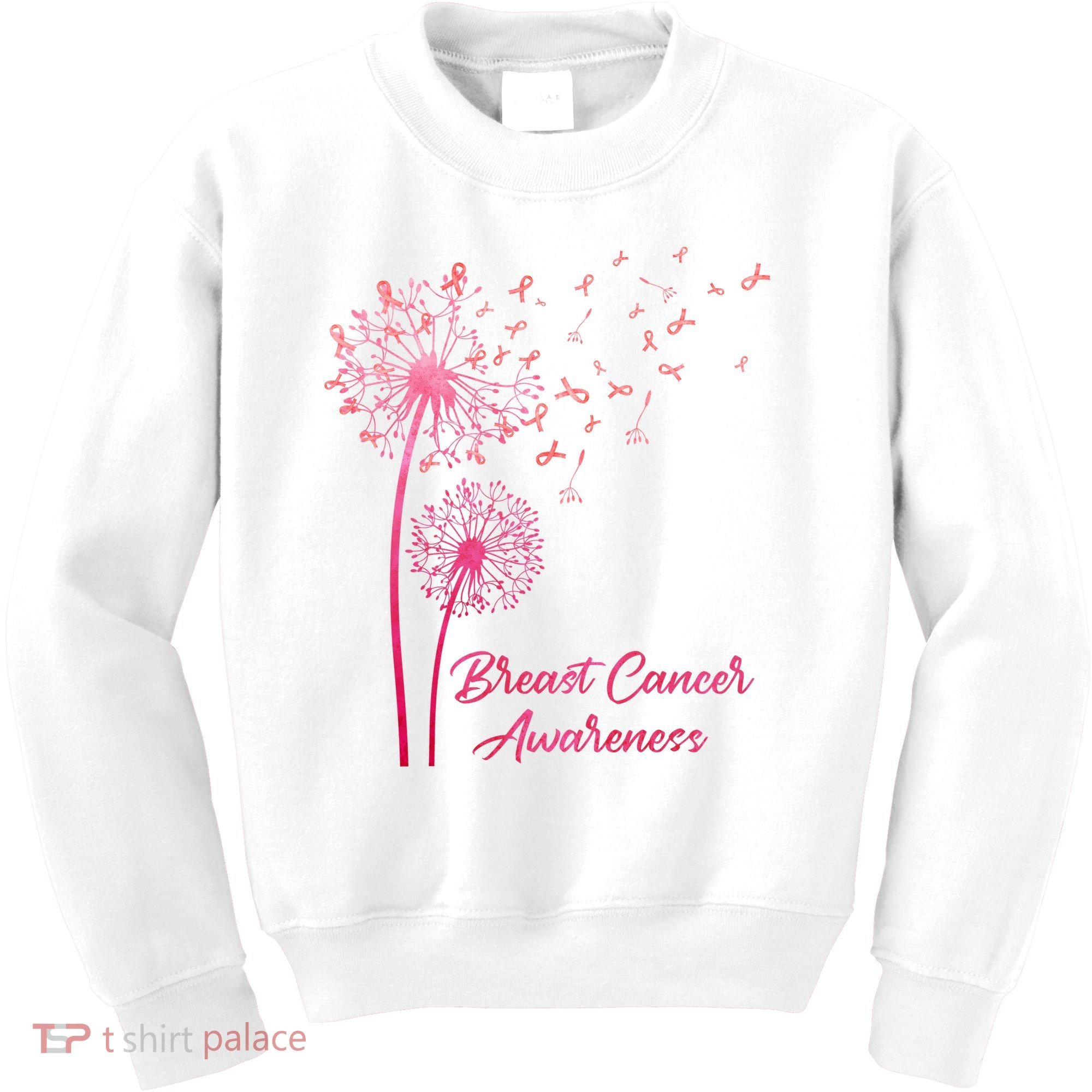 Breast Cancer Awareness Dandelion Pink Ribbon Kids Sweatshirt