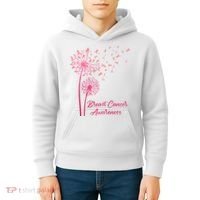 Breast Cancer Awareness Dandelion Pink Ribbon Kids Hoodie thumb 4