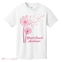 Breast Cancer Awareness Dandelion Pink Ribbon Kids T-Shirt thumb 0
