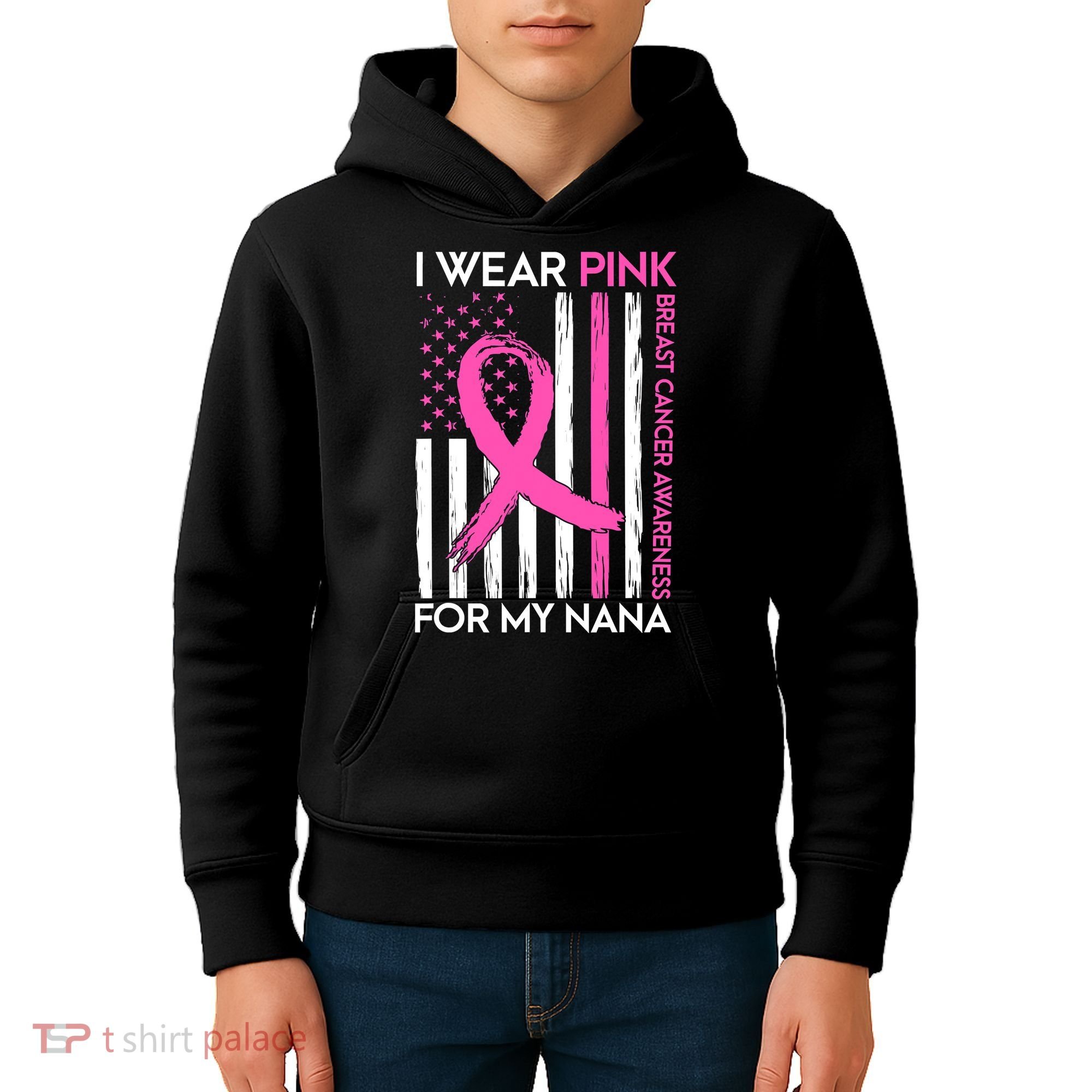 Breast Cancer Awareness I Wear For My Nana Kids Hoodie