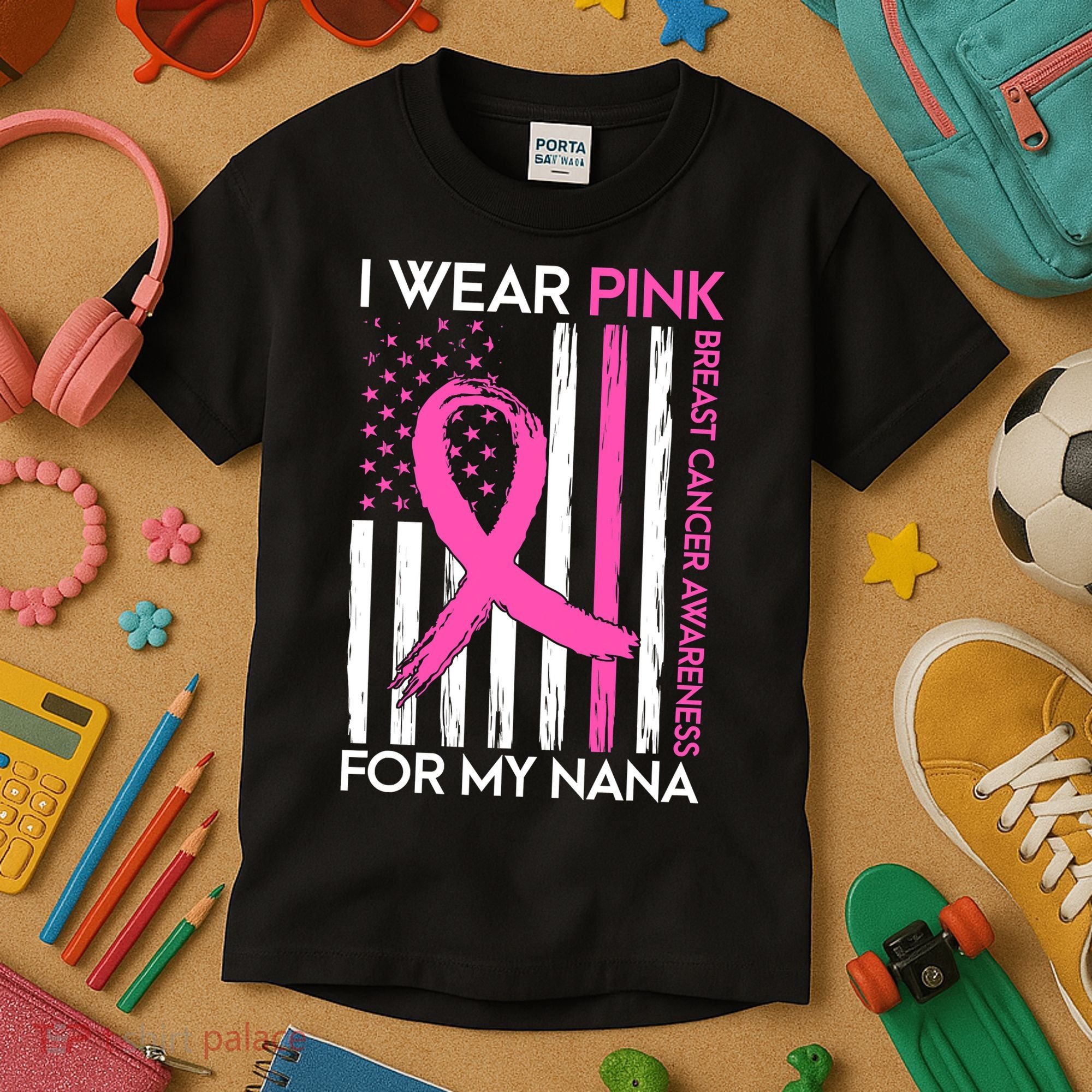 Breast Cancer Awareness I Wear For My Nana Kids T-Shirt