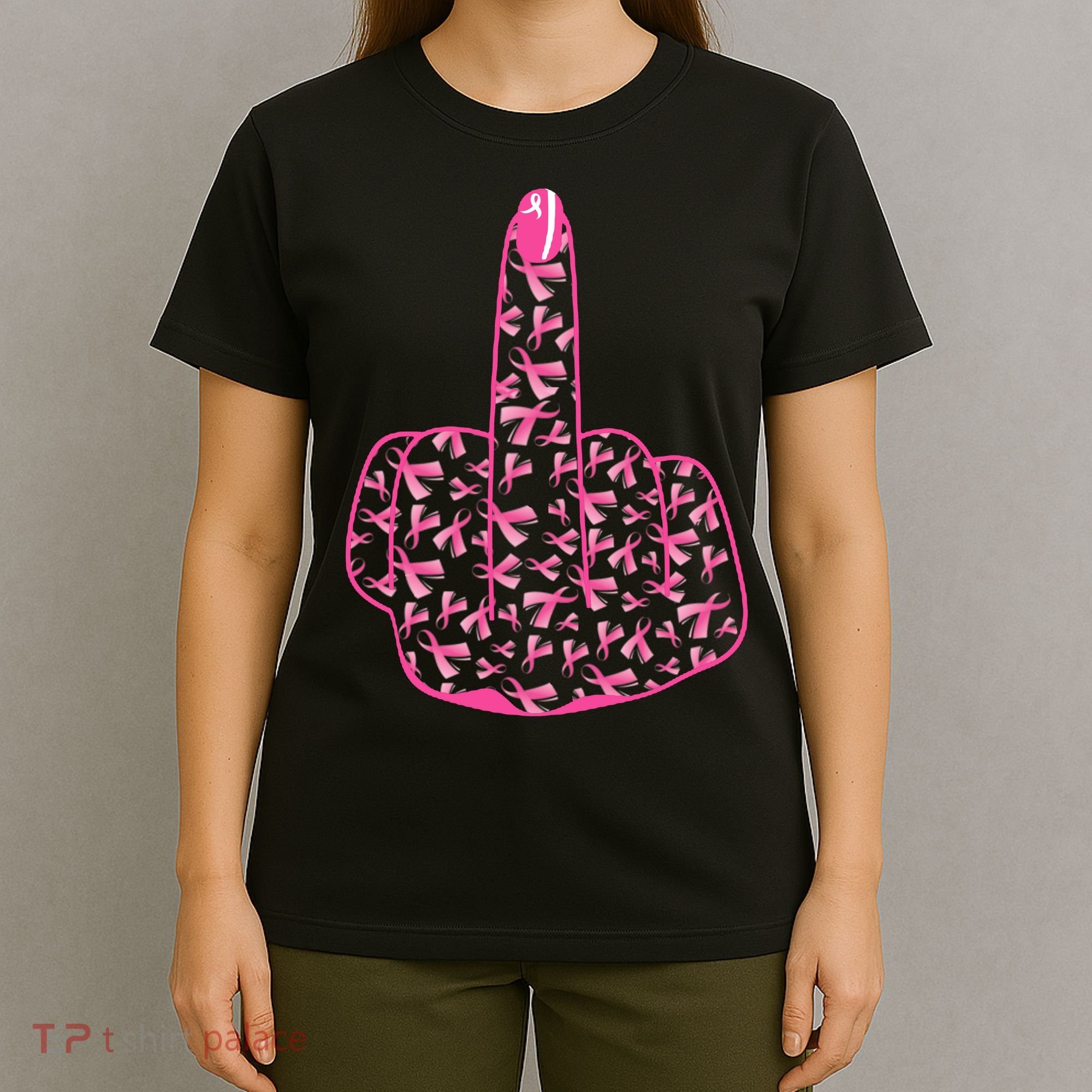 Breast Cancer Awareness FCK Breast Cancer Finger T-Shirt