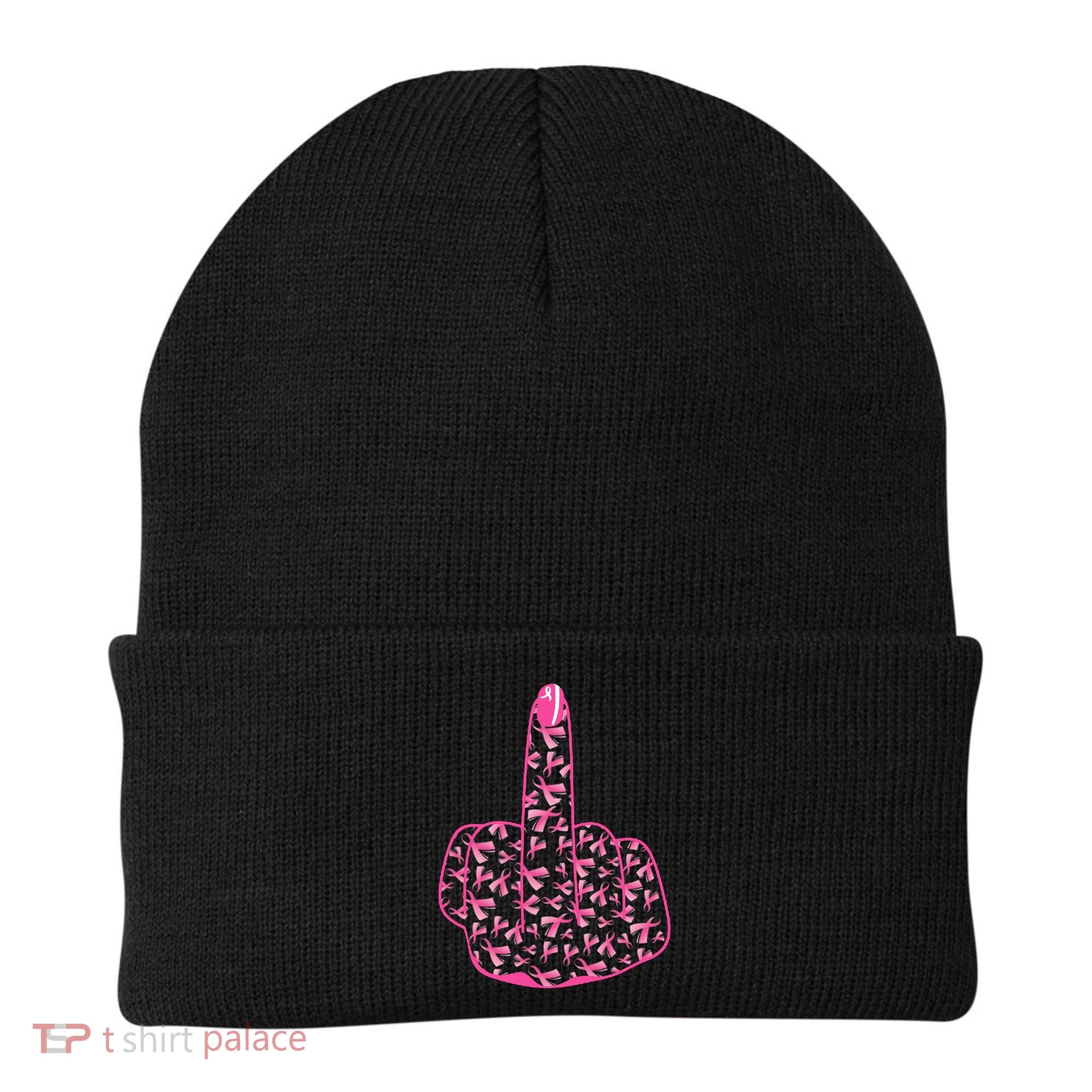 Breast Cancer Awareness FCK Breast Cancer Finger Beanie