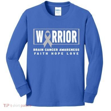 Brain Cancer Awareness Gift Funny Gift Brain Cancer Warrior Cool Gift Kids Long Sleeve Shirt