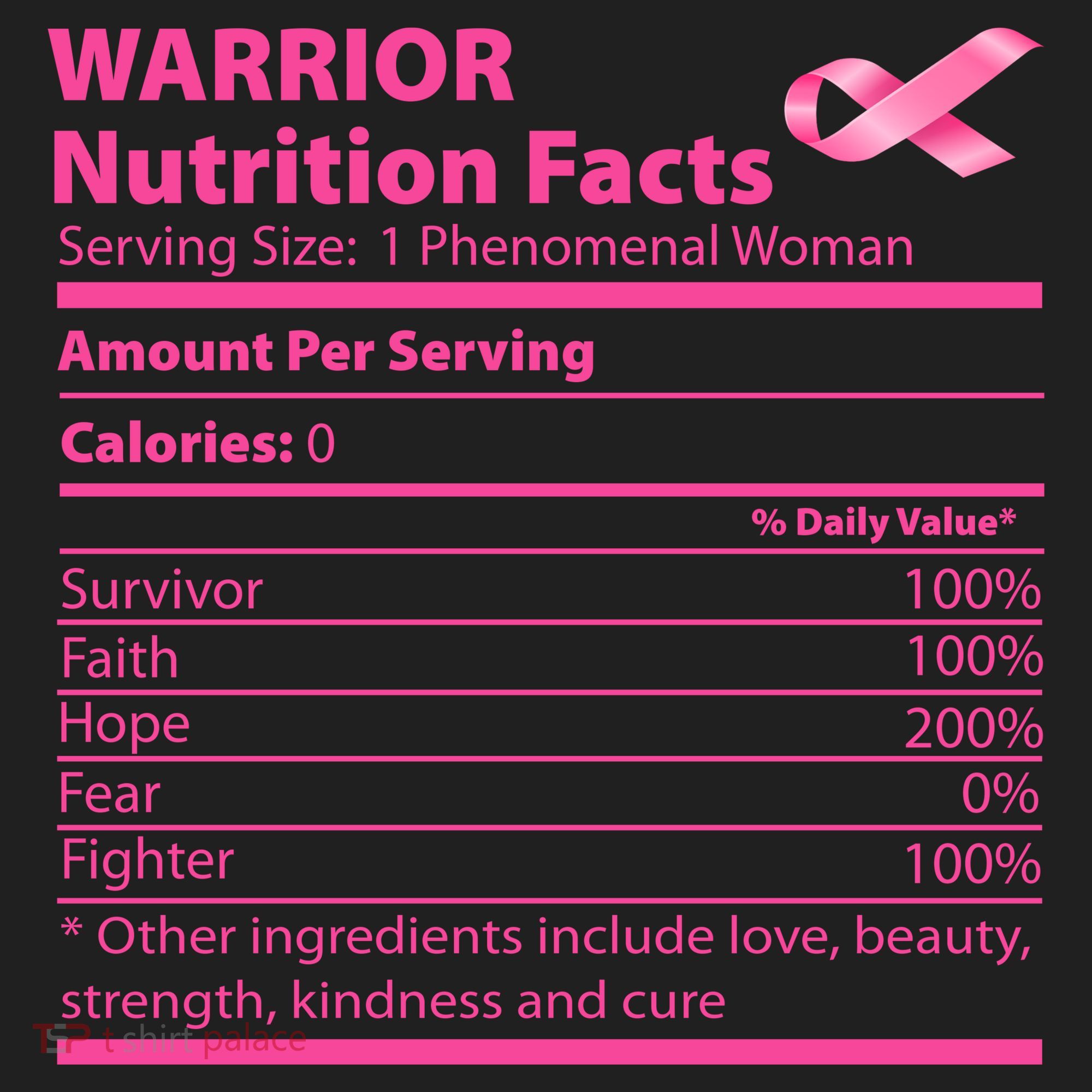 Breast Cancer Awareness Warrior Nutrition Facts Faith Hope Beanie