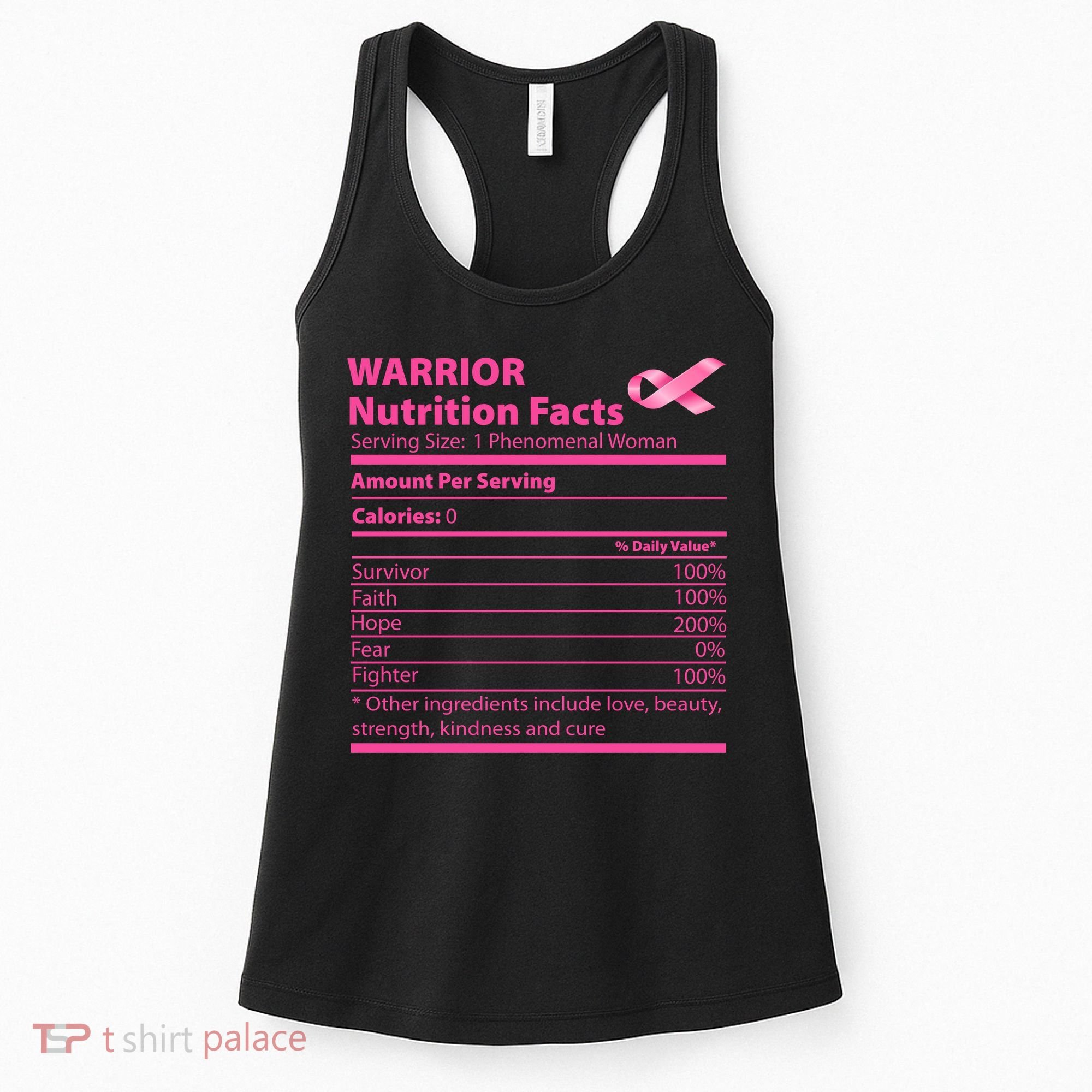 Breast Cancer Awareness Warrior Nutrition Facts Faith Hope Women's Tank Top