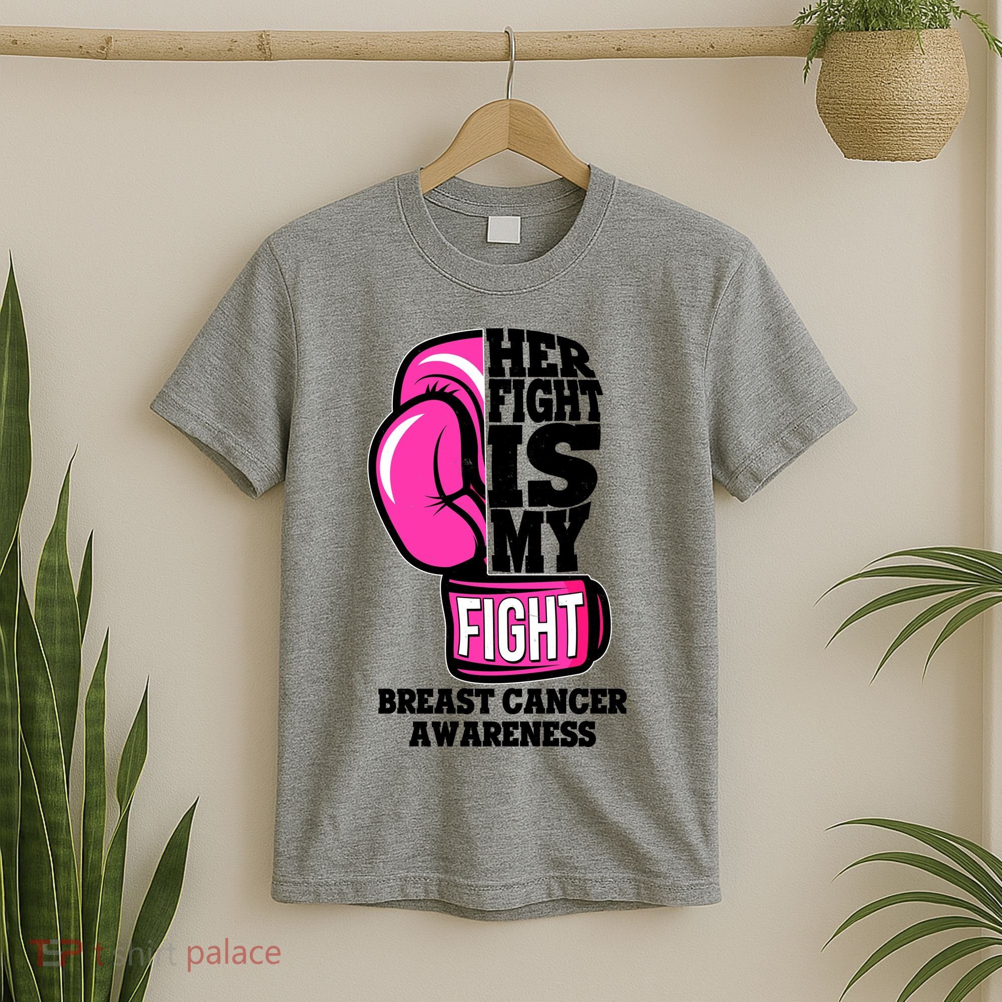 Breast Cancer Awareness Her Fight Is My Fight Boxing Glove T-Shirt