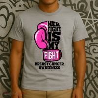 Breast Cancer Awareness Her Fight Is My Fight Boxing Glove T-Shirt thumb 3