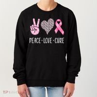 Breast Cancer Awareness Peace Love Cure Women's Sweatshirt thumb 0