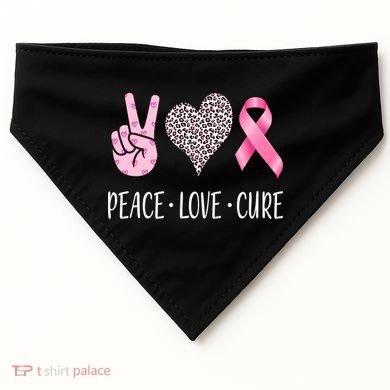 Breast Cancer Awareness Peace Love Cure USA-Made Doggie Bandana