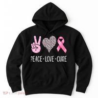 Breast Cancer Awareness Peace Love Cure Hoodie thumb 0