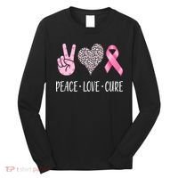 Breast Cancer Awareness Peace Love Cure Long Sleeve Shirt thumb 0