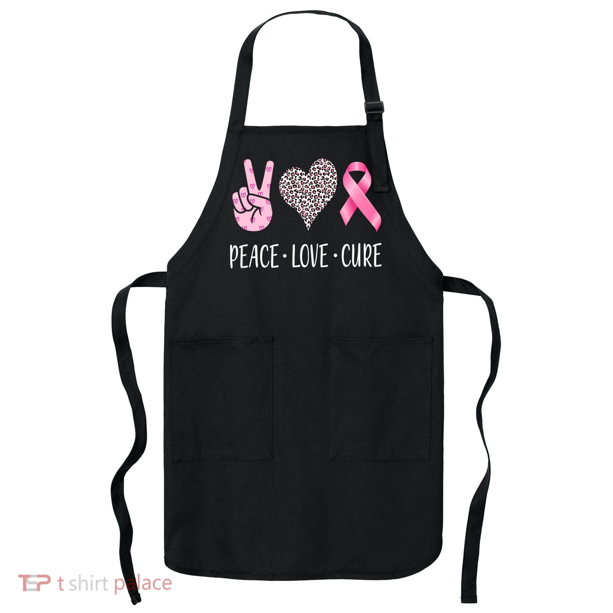 Breast Cancer Awareness Peace Love Cure Apron