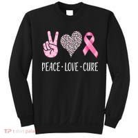Breast Cancer Awareness Peace Love Cure Sweatshirt thumb 0