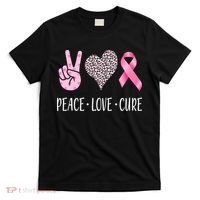 Breast Cancer Awareness Peace Love Cure T-Shirt thumb 0
