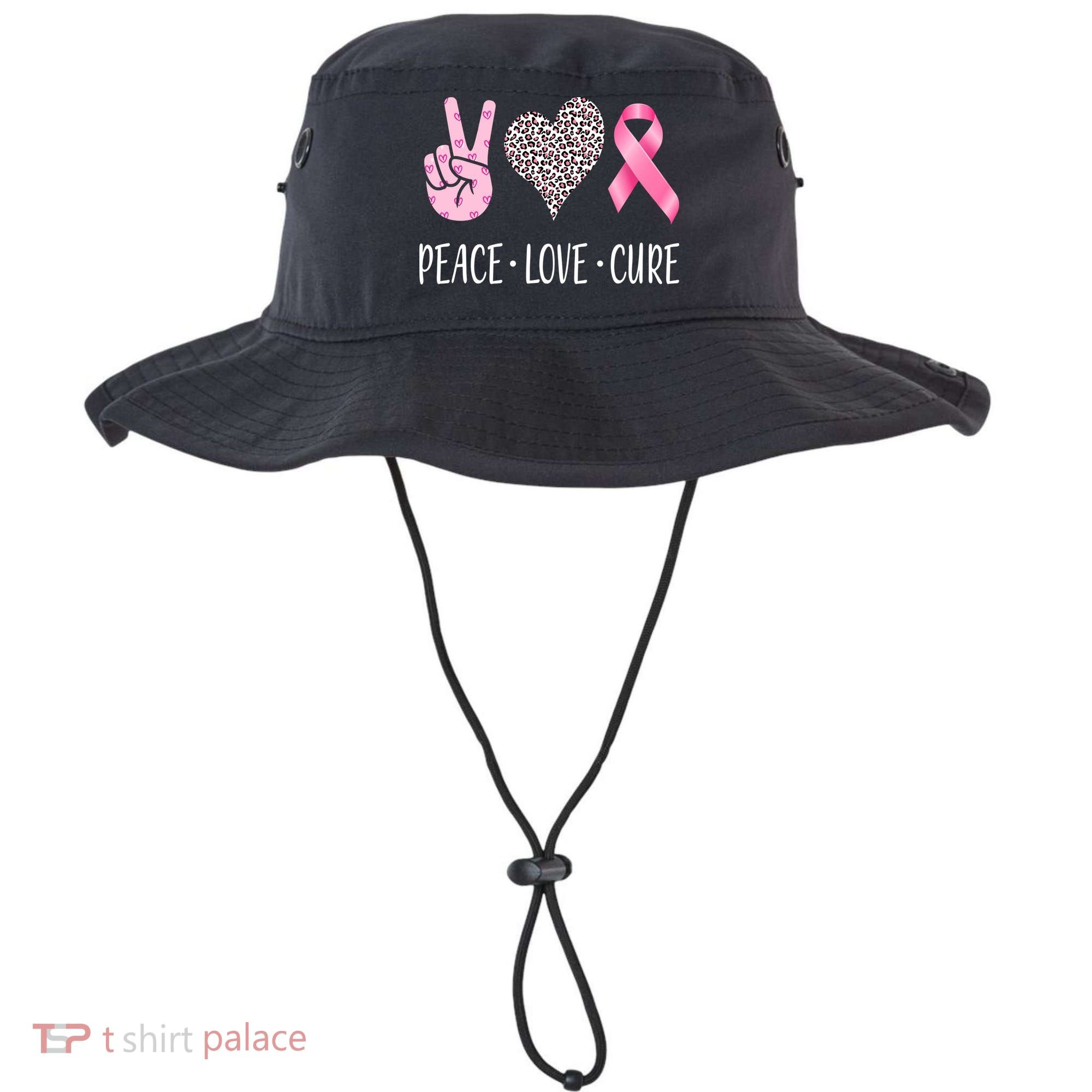 Breast Cancer Awareness Peace Love Cure Bucket Hat