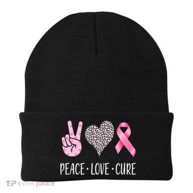 Breast Cancer Awareness Peace Love Cure Beanie