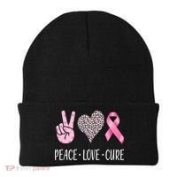 Breast Cancer Awareness Peace Love Cure Beanie thumb 0