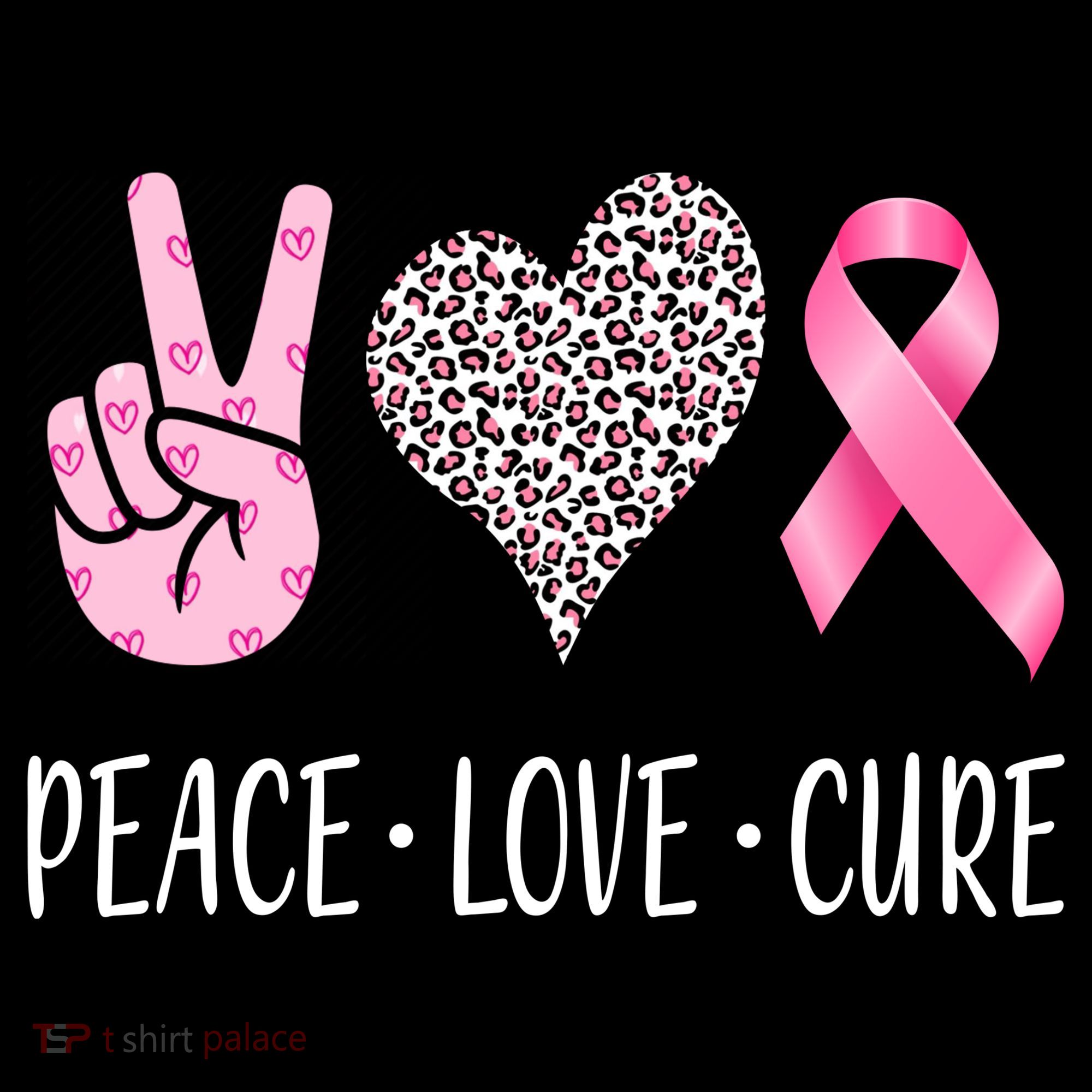 Breast Cancer Awareness Peace Love Cure Women's Hoodie