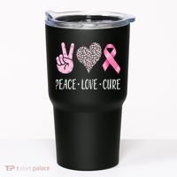 Breast Cancer Awareness Peace Love Cure Tumbler thumb 0