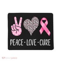 Breast Cancer Awareness Peace Love Cure Mousepad thumb 0