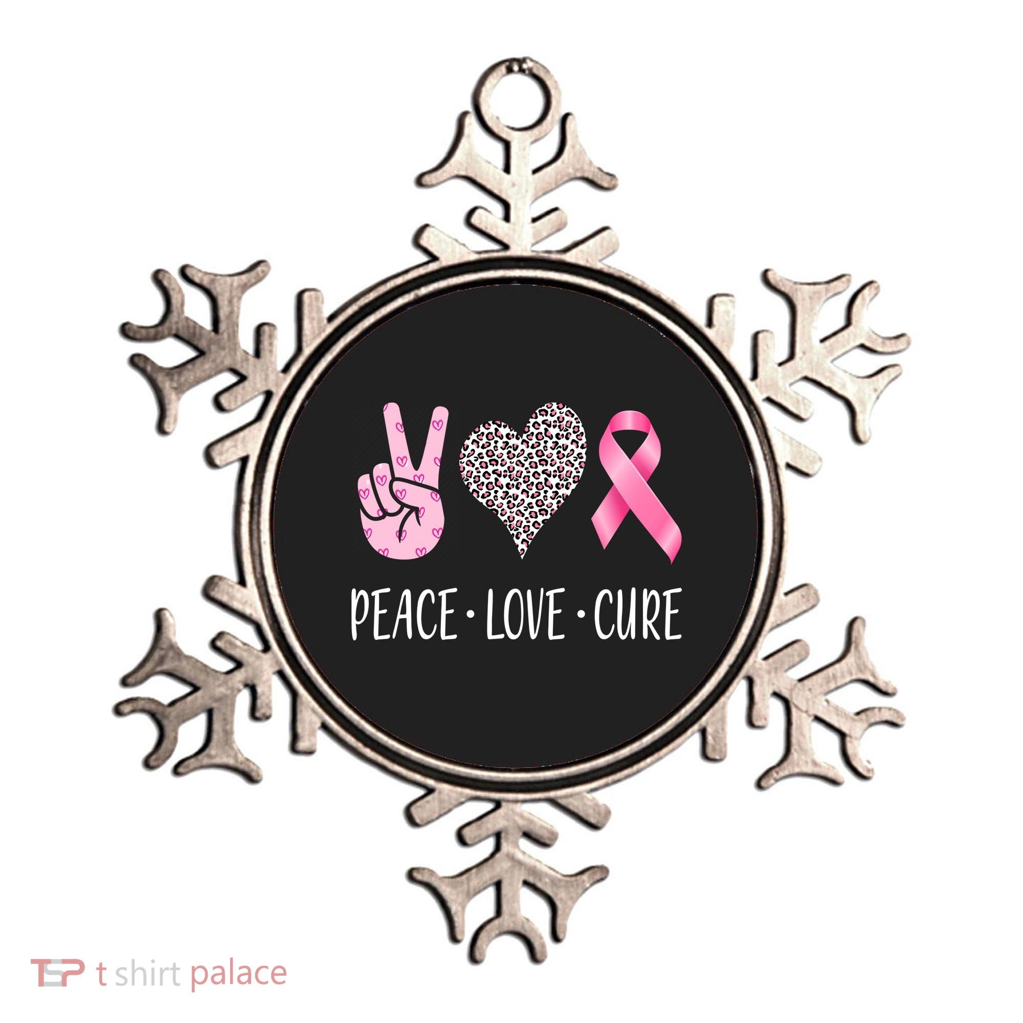 Breast Cancer Awareness Peace Love Cure Ornament
