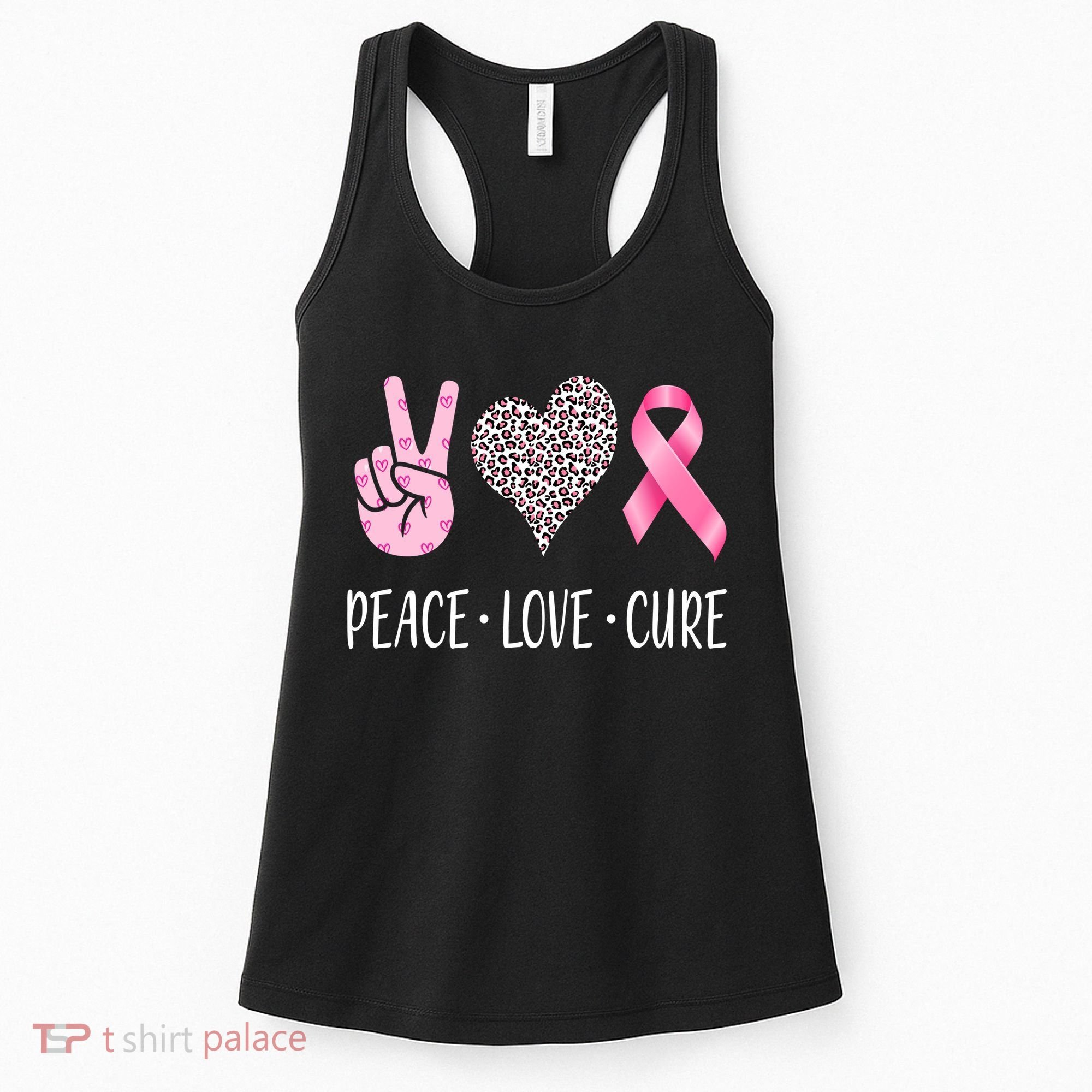 Breast Cancer Awareness Peace Love Cure Women's Tank Top