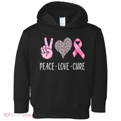 Breast Cancer Awareness Peace Love Cure Toddler Hoodie