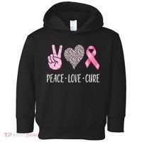 Breast Cancer Awareness Peace Love Cure Toddler Hoodie thumb 0