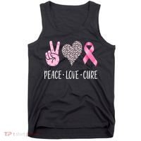 Breast Cancer Awareness Peace Love Cure Tank Top thumb 0