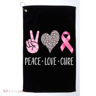 Breast Cancer Awareness Peace Love Cure Golf Towel