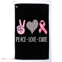 Breast Cancer Awareness Peace Love Cure Golf Towel thumb 0