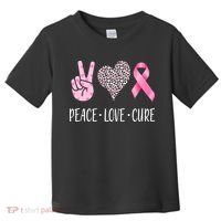 Breast Cancer Awareness Peace Love Cure Toddler T-Shirt thumb 0