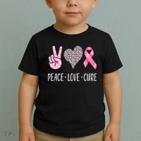 Breast Cancer Awareness Peace Love Cure Toddler T-Shirt thumb 2