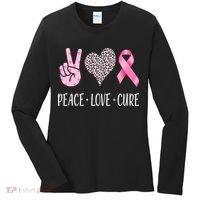 Breast Cancer Awareness Peace Love Cure Women's Long Sleeve Shirt thumb 0