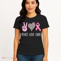 Breast Cancer Awareness Peace Love Cure Women's T-Shirt thumb 4