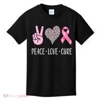 Breast Cancer Awareness Peace Love Cure Kids T-Shirt thumb 0
