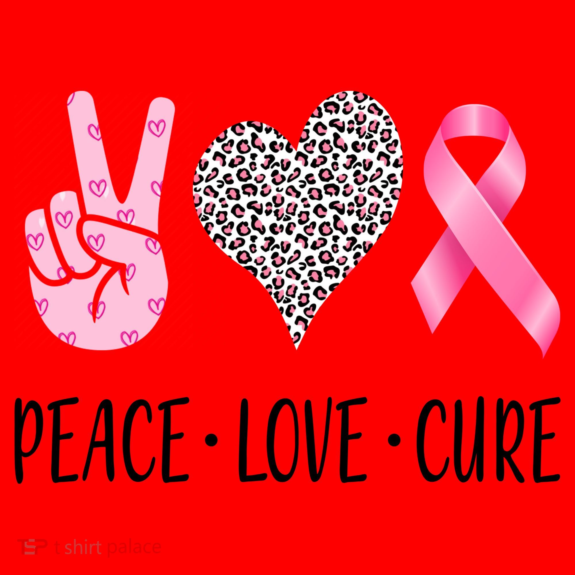 Breast Cancer Awareness Peace Love Cure Santa Hat