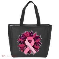 Breast Cancer Awareness Flower Ribbon Tote Bag thumb 0